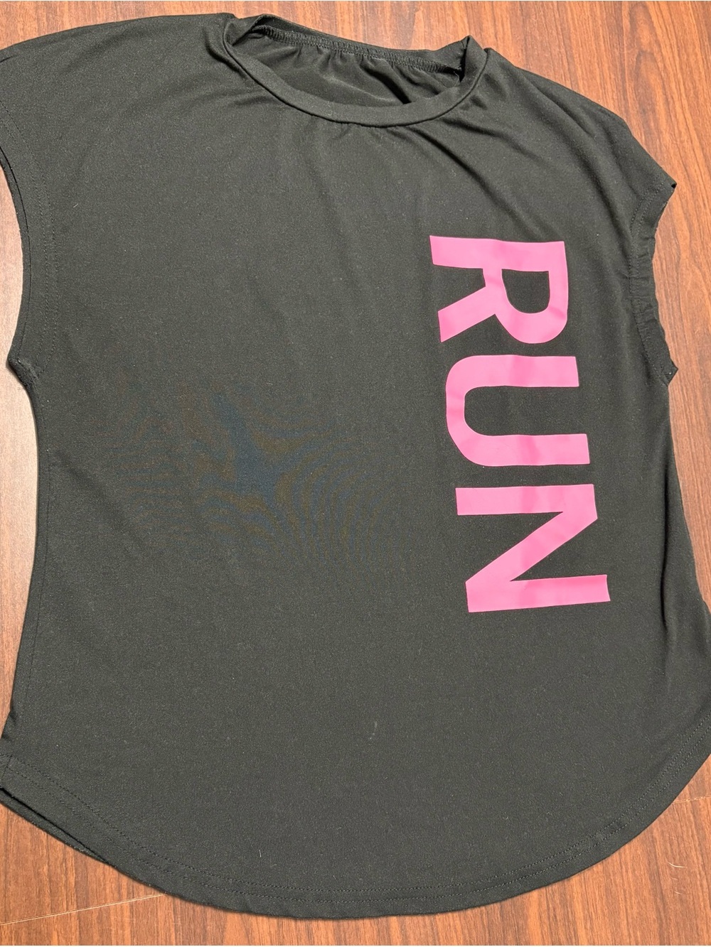 SHEIN Activewear Tank Top Size M Black Pink RUN Graphic Muscle Tee